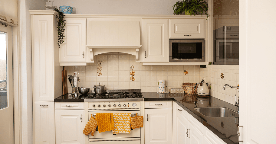 Bright kitchen with stainless steel appliances